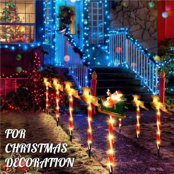 Solar Christmas Pathway Lights Decor, Set of 5 Packs Santa Claus and Reindeer - Picture 5 of 8
